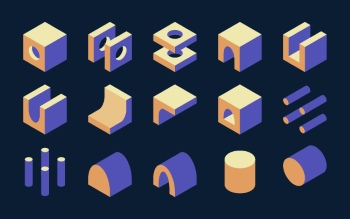 Isometric Brutal Design Elements 28xAI