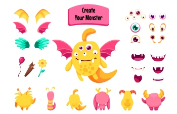 Cute Monster Icons & Design Elements 42xAI