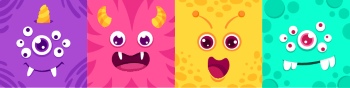 Cute Monster Icons & Design Elements 42xAI