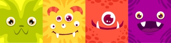 Cute Monster Icons & Design Elements 42xAI