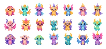 Cute Monster Icons & Design Elements 42xAI