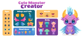 Cute Monster Icons & Design Elements 42xAI