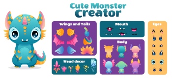 Cute Monster Icons & Design Elements 42xAI