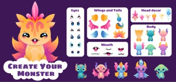 Cute Monster Icons & Design Elements 42xAI
