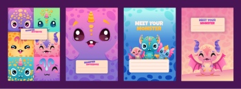 Cute Monster Icons & Design Elements 42xAI