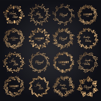 Wedding Monograms, Floral Frames & Wreaths #1, 25xAI