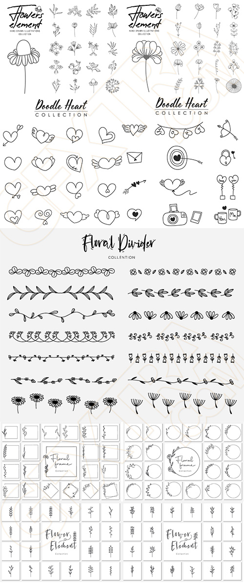 Wedding Monograms, Floral Frames & Wreaths #2, 27xAI