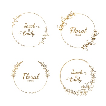 Wedding Monograms, Floral Frames & Wreaths #3, 25xAI