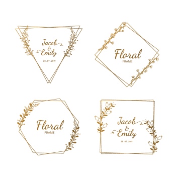 Wedding Monograms, Floral Frames & Wreaths #3, 25xAI