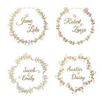 Wedding Monograms, Floral Frames & Wreaths #3, 25xAI