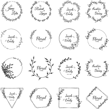 Wedding Monograms, Floral Frames & Wreaths #3, 25xAI