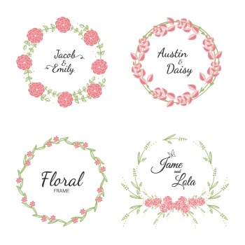 Wedding Monograms, Floral Frames & Wreaths #3, 25xAI