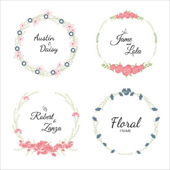 Wedding Monograms, Floral Frames & Wreaths #3, 25xAI