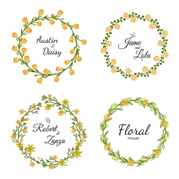 Wedding Monograms, Floral Frames & Wreaths #3, 25xAI