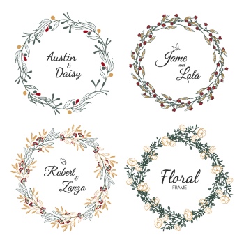 Wedding Monograms, Floral Frames & Wreaths #3, 25xAI
