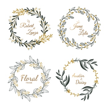 Wedding Monograms, Floral Frames & Wreaths #3, 25xAI