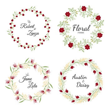 Wedding Monograms, Floral Frames & Wreaths #3, 25xAI