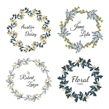 Wedding Monograms, Floral Frames & Wreaths #3, 25xAI