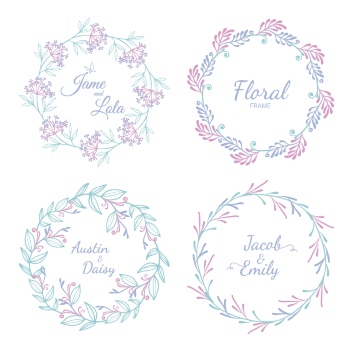 Wedding Monograms, Floral Frames & Wreaths #3, 25xAI