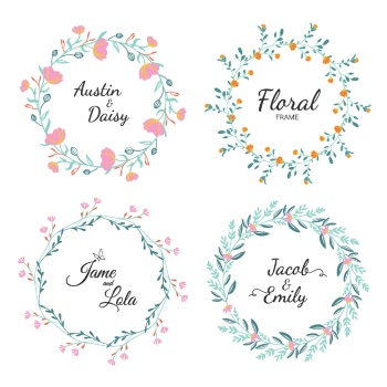 Wedding Monograms, Floral Frames & Wreaths #3, 25xAI