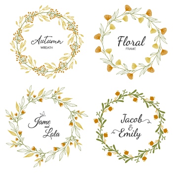 Wedding Monograms, Floral Frames & Wreaths #3, 25xAI