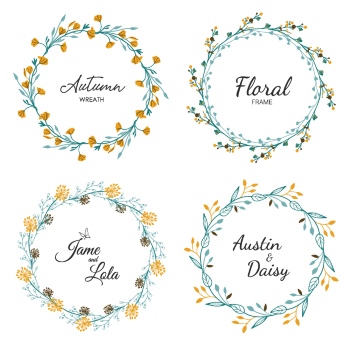 Wedding Monograms, Floral Frames & Wreaths #3, 25xAI