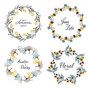 Wedding Monograms, Floral Frames & Wreaths #3, 25xAI
