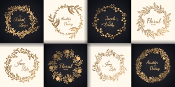 Wedding Monograms, Floral Frames & Wreaths #3, 25xAI