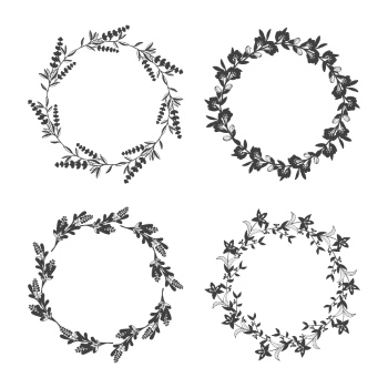 Wedding Monograms, Floral Frames & Wreaths #3, 25xAI