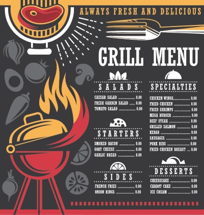 Barbecue Grill Restaurant Menus 36xAI