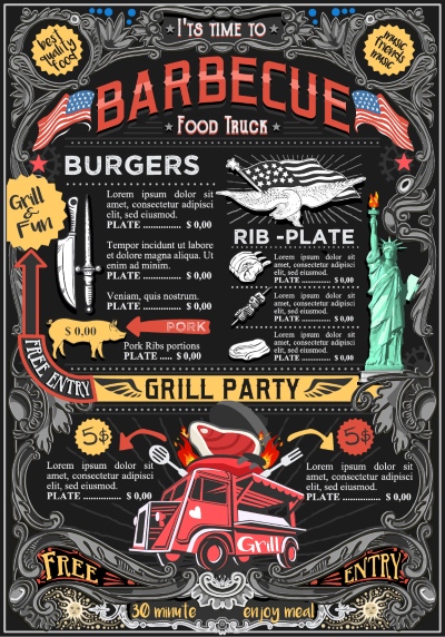Barbecue Grill Restaurant Menus 36xAI