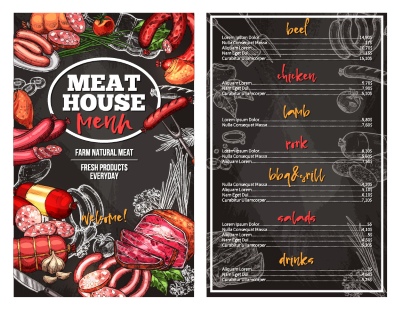Barbecue Grill Restaurant Menus 36xAI