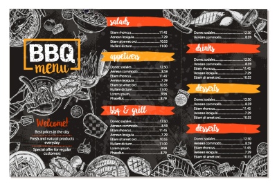 Barbecue Grill Restaurant Menus 36xAI