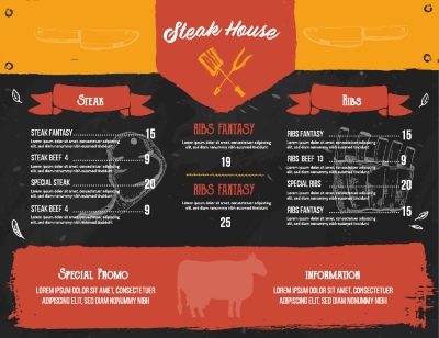 Barbecue Grill Restaurant Menus 36xAI