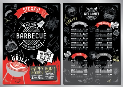 Barbecue Grill Restaurant Menus 36xAI