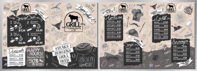 Barbecue Grill Restaurant Menus 36xAI