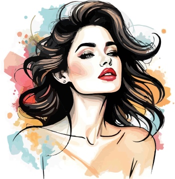 Artistic Woman Face Illustrations #6, 25xAI