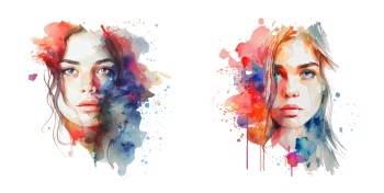 Artistic Woman Face Illustrations #6, 25xAI
