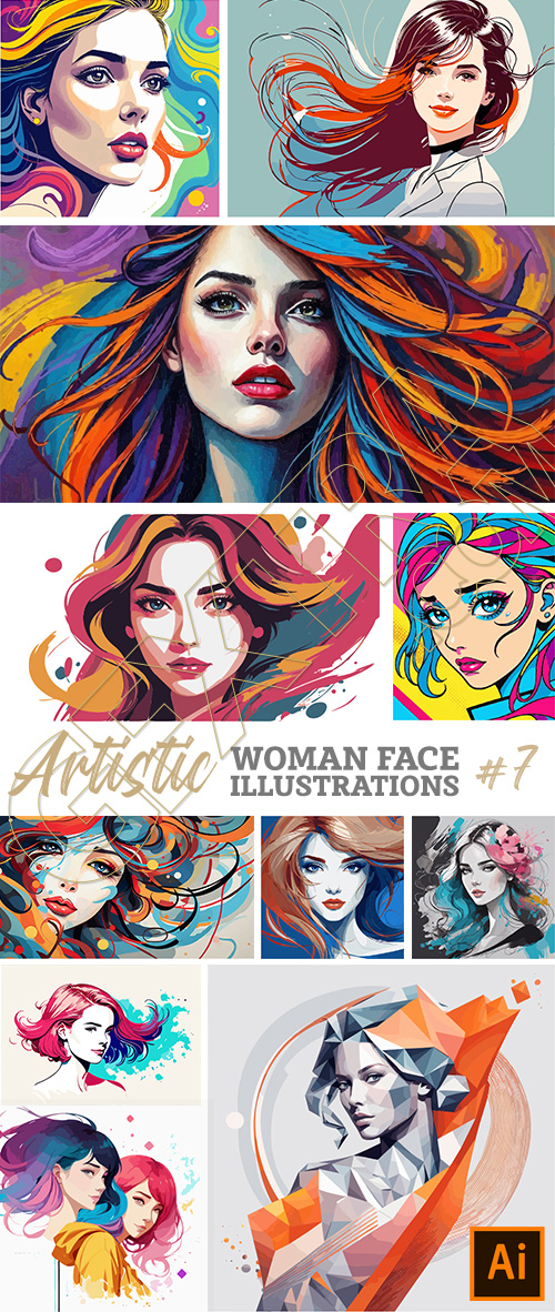 Artistic Woman Face Illustrations #7, 30xAI