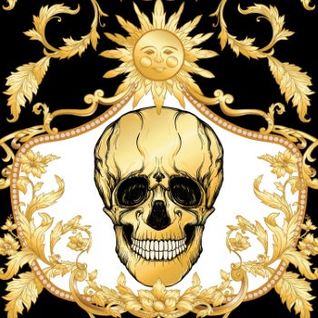 Baroque Style Patterns with Skulls in Gold White & Black 29xAI