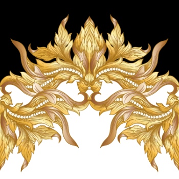 Baroque Style Patterns with Skulls in Gold White & Black 29xAI