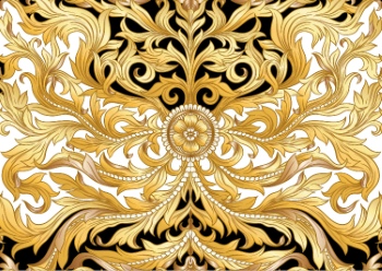 Baroque Style Patterns with Skulls in Gold White & Black 29xAI