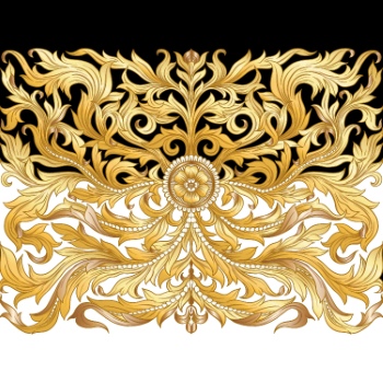 Baroque Style Patterns with Skulls in Gold White & Black 29xAI