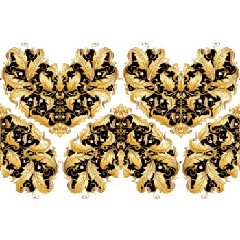 Baroque Style Patterns with Skulls in Gold White & Black 29xAI