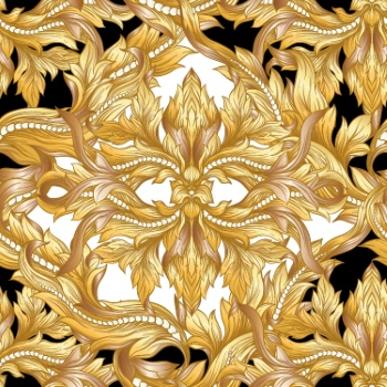 Baroque Style Patterns with Skulls in Gold White & Black 29xAI