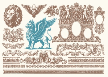 Baroque Victorian Frames, Borders & Patterns #2, 25xAI