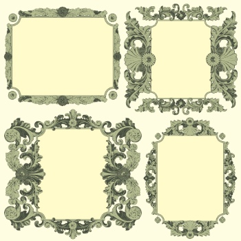 Baroque Victorian Frames, Borders & Patterns #2, 25xAI