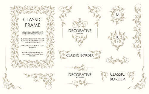 Floral Decorative Invitation Frames & Borders #1, 25xAI