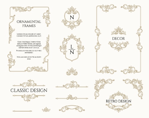 Floral Decorative Invitation Frames & Borders #1, 25xAI