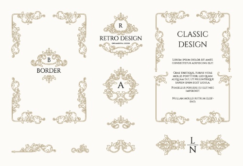 Floral Decorative Invitation Frames & Borders #1, 25xAI